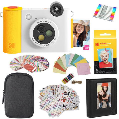KODAK Smile+ 2-in-1 Digital Instant Print Camera Gift Bundle - White