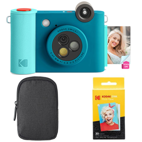 Kodak Smile+ 10MP Digital Instant Print Camera Starter Bundle - Blue