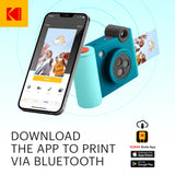 Kodak Smile+ 10MP Digital Instant Print Camera Starter Bundle - Blue