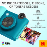 Kodak Smile+ 10MP Digital Instant Print Camera Starter Bundle - Blue