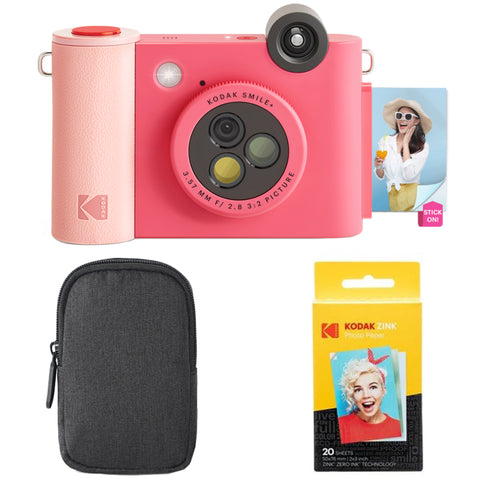 Kodak Smile+ 10MP Digital Instant Print Camera Starter Bundle - Fuchsia