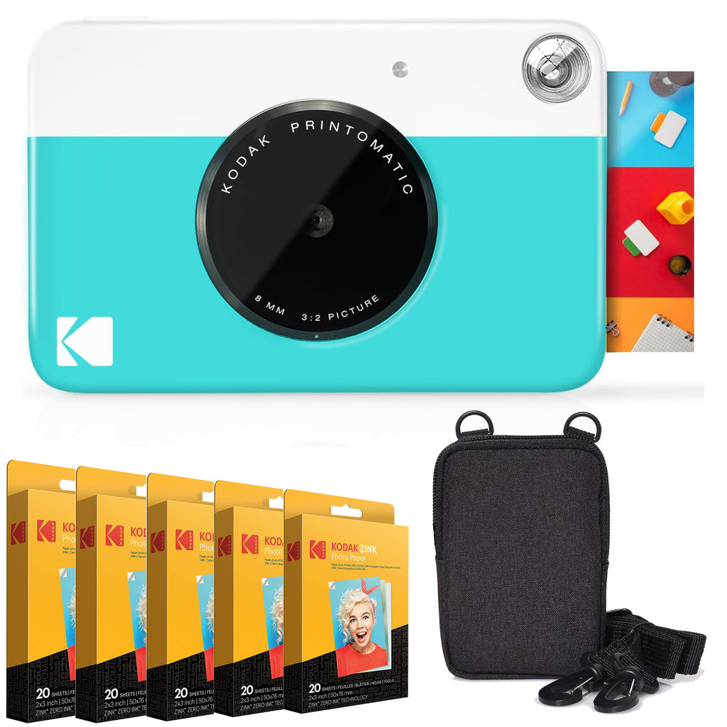 KODAK Printomatic Digital Instant Print Camera - Full Color Prints On ZINK  2x3 Sticky-Backed Photo Paper (Blue) Print Memories Instantly