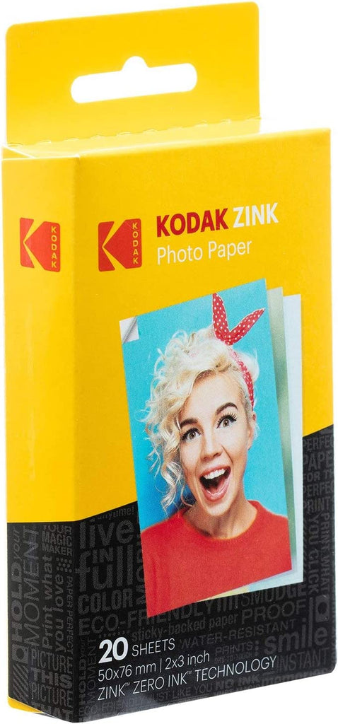 Kodak Printomatic Instant Camera (Yellow) Bundle, 20 Pack Zink
