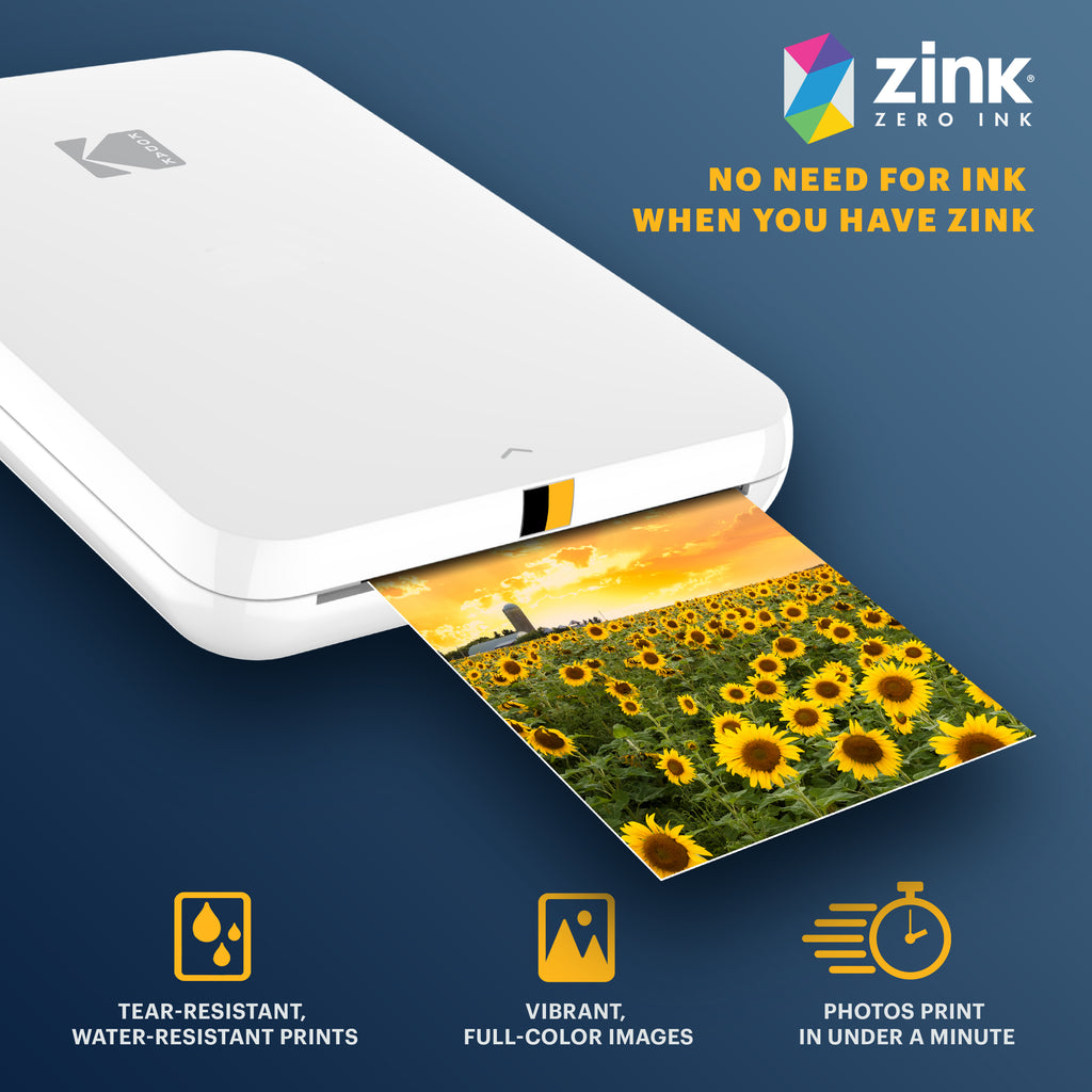 Zink Kodak Step Instant Photo Printer (Blue) Prints 2x3” Sticky-Back  Photos. & Step Wireless Mobile Photo Mini Printer (Black) & 2x3 Premium  Photo