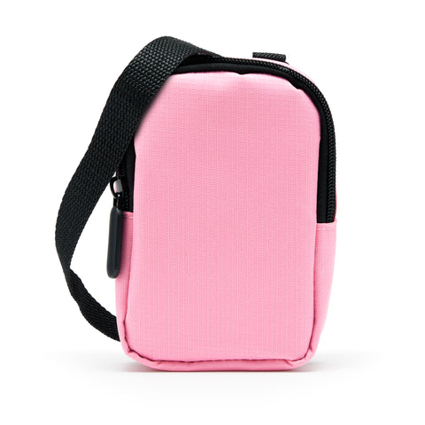 Zink Soft Small Case w/ Photo Pocket, Zipper Closure & Crossbody Shoulder Strap (Pink)