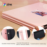 Zink Cloth Covered Scrapbook 8x8” Photo Album w/Front Picture Window (Pink)