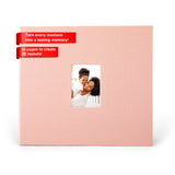 Zink Cloth Covered Scrapbook 8x8” Photo Album w/Front Picture Window (Pink)