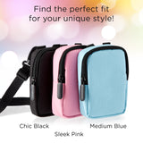 Zink Soft Small Case w/ Photo Pocket, Zipper Closure & Crossbody Shoulder Strap (Pink)