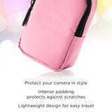 Zink Soft Small Case w/ Photo Pocket, Zipper Closure & Crossbody Shoulder Strap (Pink)