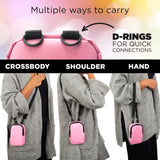 Zink Soft Small Case w/ Photo Pocket, Zipper Closure & Crossbody Shoulder Strap (Pink)