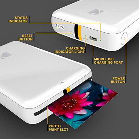 Kodak Step Wireless Mobile Photo Mini Printer (Black) Compatible w/ iOS & Android, NFC & Bluetooth Devices