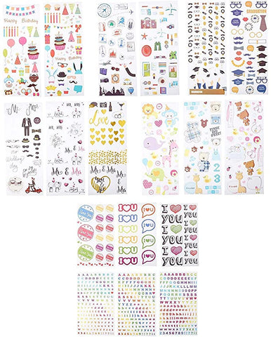 9 Unique Decorative Sticker Sets (Wedding, Travel, Party, ABC, Love, Graduation, Baby)