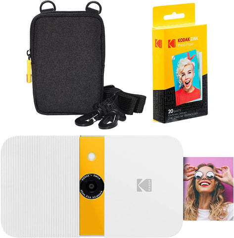 KODAK Smile Instant Print Camera (White/Yellow) Go Bundle