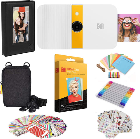 Kodak Smile Instant Print Camera (White/Yellow) Gift Bundle