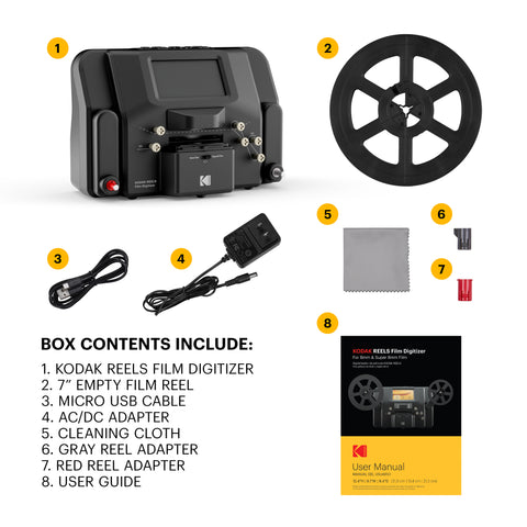 KODAK REELS 8mm & Super 8 Films Digitizer Converter with Big 5” Screen,  Scanner Converts Film Frame by Frame to Digital MP4 Files for Viewing,  Sharing