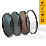 KODAK Filter Set 37mm-105mm Pack of 4 Premium UV, CPL, ND4 & Warming Filters