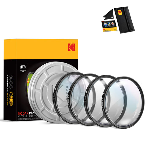 KODAK Close-up Filter Set 37mm - 82mm Pack of 4 +1, +2, +4, +10 Macro Lens Filters