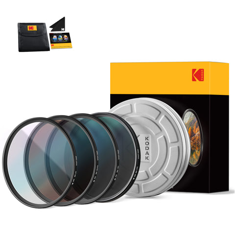 KODAK Schott Glass Filter Set 40.5mm-105mm Pack of 4 UV, CPL, ND4 & Warming Filters